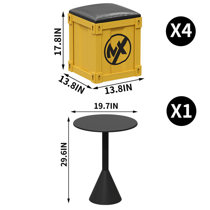 Ensemble de salle à manger L 19,7 x l 19,7 Maslynn, Ensemble repas 5 pièces