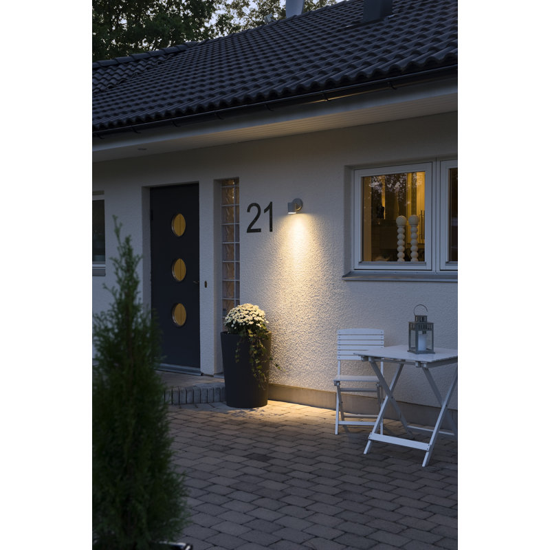 Modena Outdoor Armed Sconce, Grey, 12cm H x 7.5cm W x 13cm D
