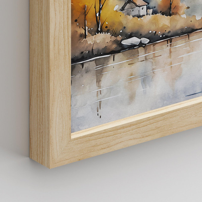 Mountain with Golden Forest Nature - Ensemble de 4 reproductions de cadres photo simples, Naturel, H 14 po x l 11 po