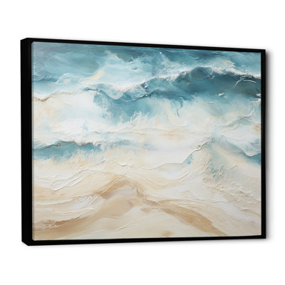 «Modern Coastal Beige And Blue Beach I», reproductions d'art mural plage et océan