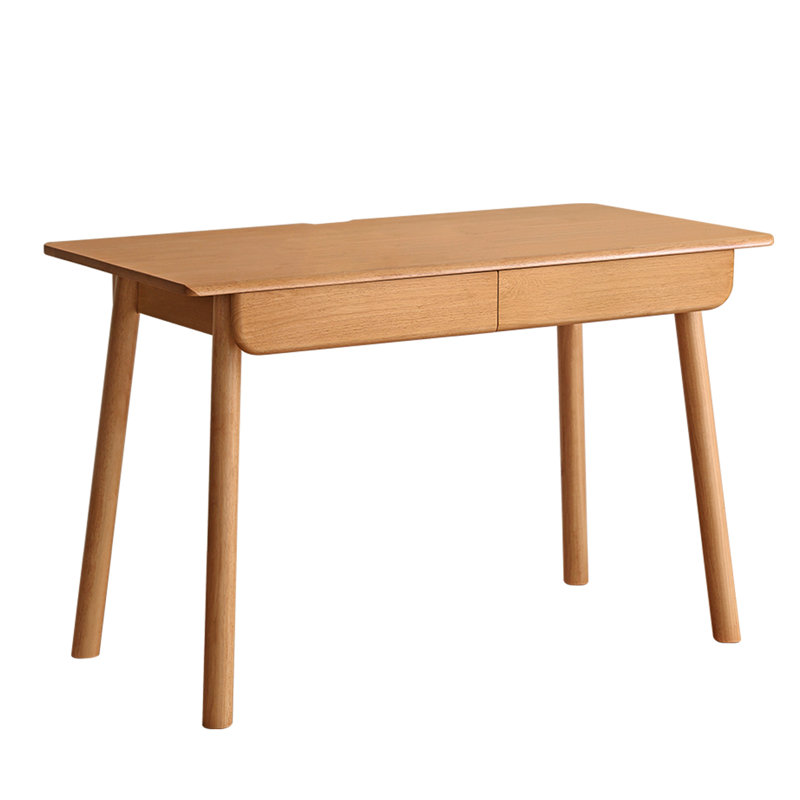 Bureau 29,5 "en bois massif avec pieds fuselés et 2 tiroirs, Naturel, L 47 po
