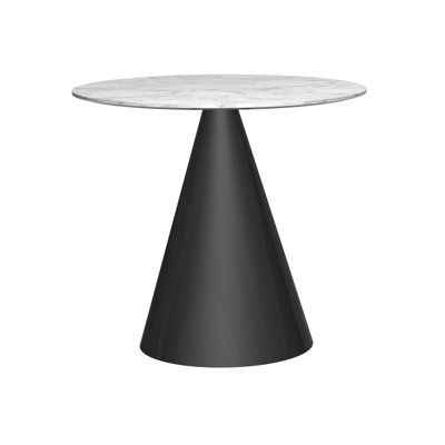 Bedminster Round Marble Top Dining Table with Stainless Steel Base