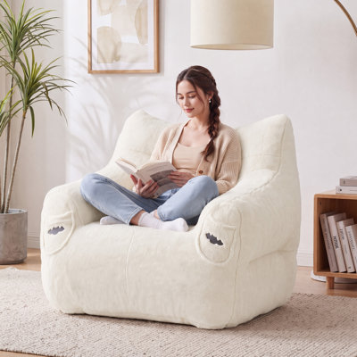 Pouf poire à dossier haut rempli de mousse à mémoire de forme pour adultes et enfants avec poignée de transport