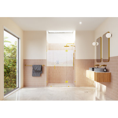 Stellar 64.5 in. x 78 in. Fully Frameless 3 Panel Inline Hinge Shower Door