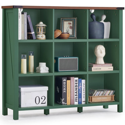 Farmhouse Wood Long Storage Organizer Bookcase