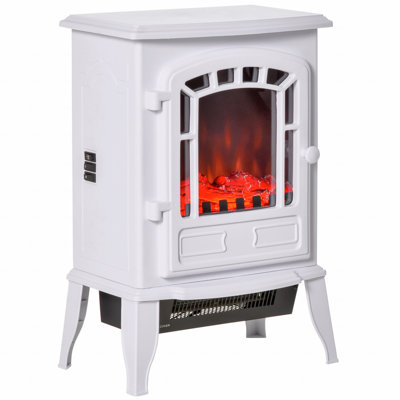 22" Electric Fireplace Stove, Free Standing, Fire Place Heater With Realistic Flame Effect, Overheat Safety Protection, 750W / 1500W