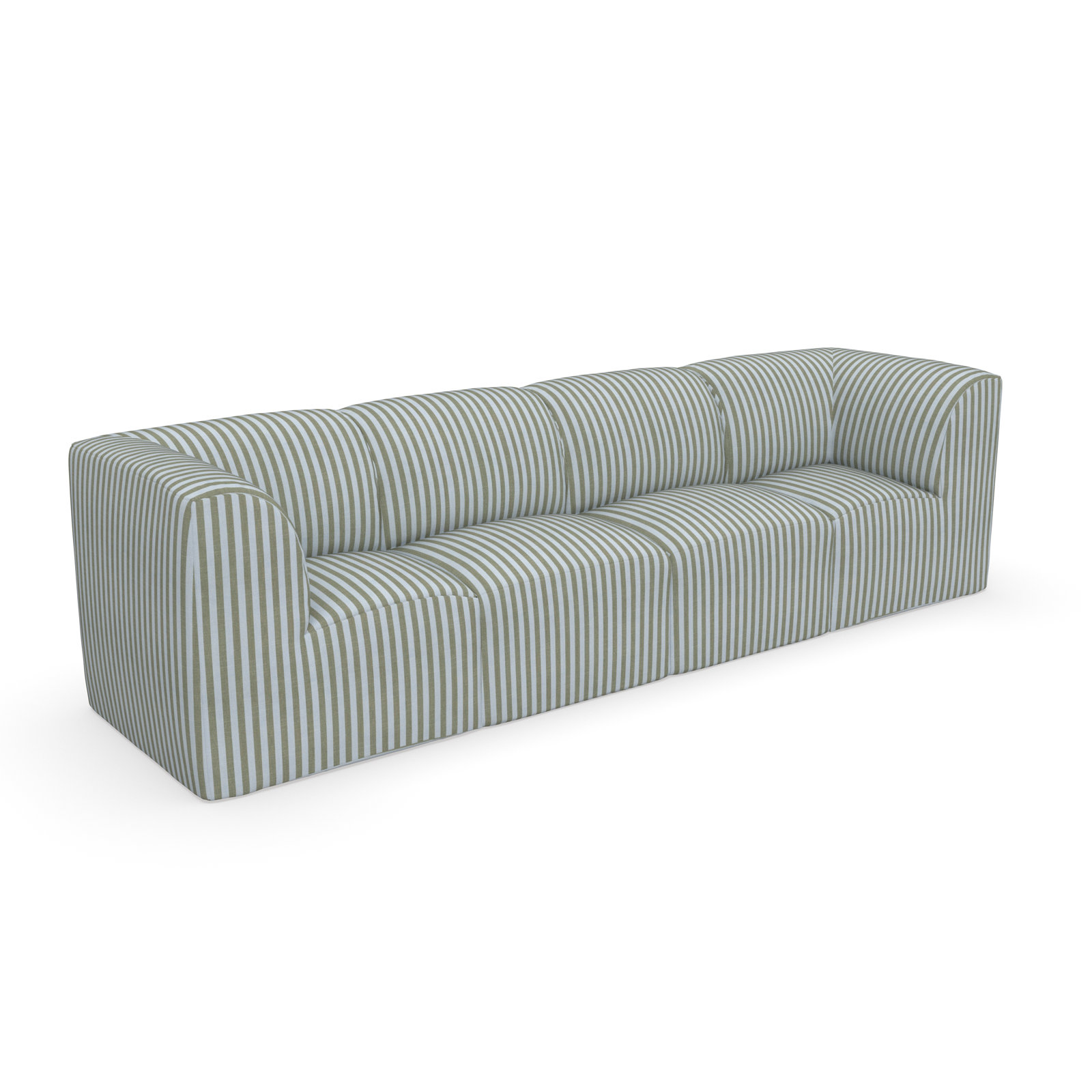 Praia 124" Sunbrella® Modular Outdoor Sofa, Green Striped Sunbrella®