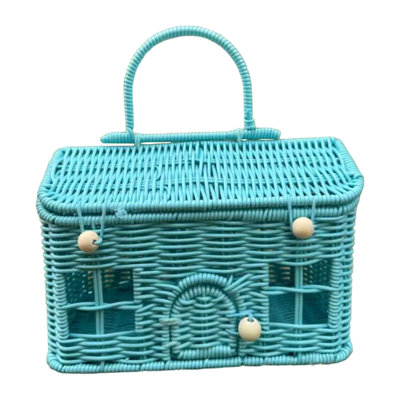  Vintage-Style Hand-Woven Willows House Basket with Door Rustics Christmas Gift and Treat Display