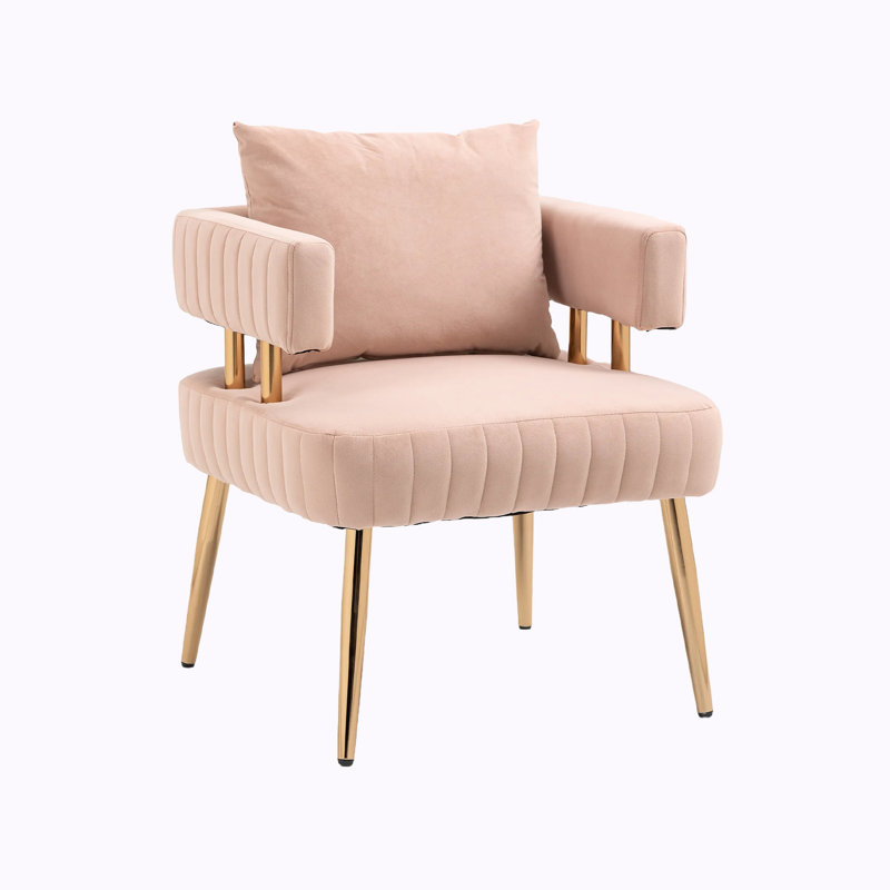 Izayah Upholstered Accent Chair, Pink Velvet