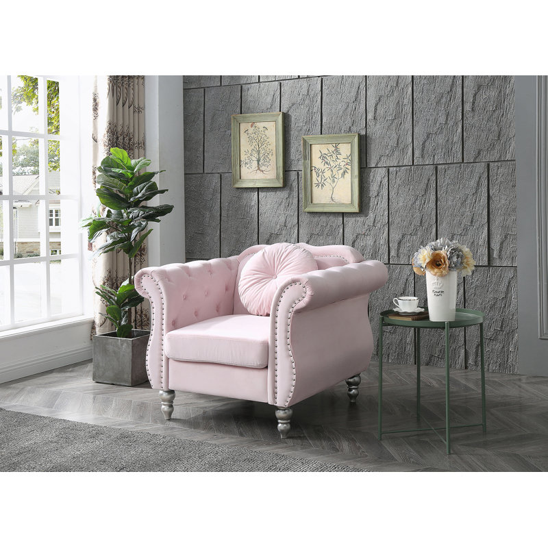 Fauteuil d'appoint chic transitionnel rose, Rose