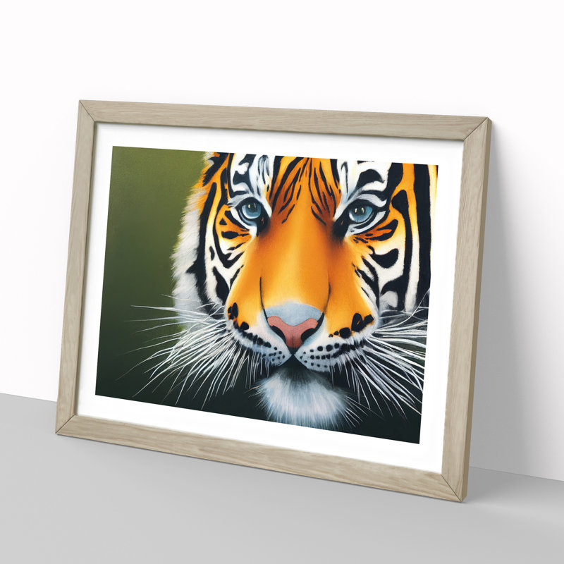 Amazing Tiger - Framed Print, 46cm H x 64cm W x 2cm D, Oak Framed