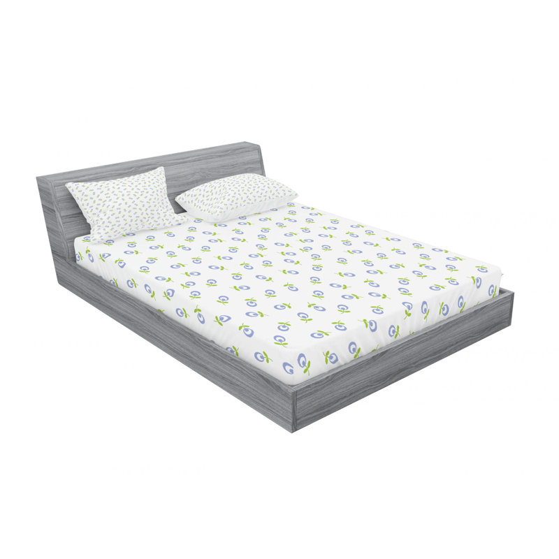 Microfiber Floral Sheet Set, Queen Sheet Set with Fitted Sheet