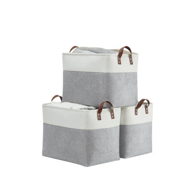 Foldable Storage Bin | Collapsible Sturdy Fabric Storage Basket Container W/Handles