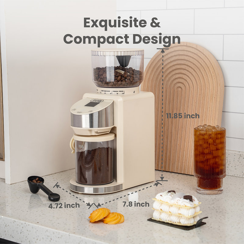 The 14-Cups Automatic Coffee Grinder, White