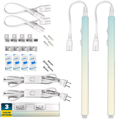 2-Light 12" Plug In LED Under Cabinet Strip Light