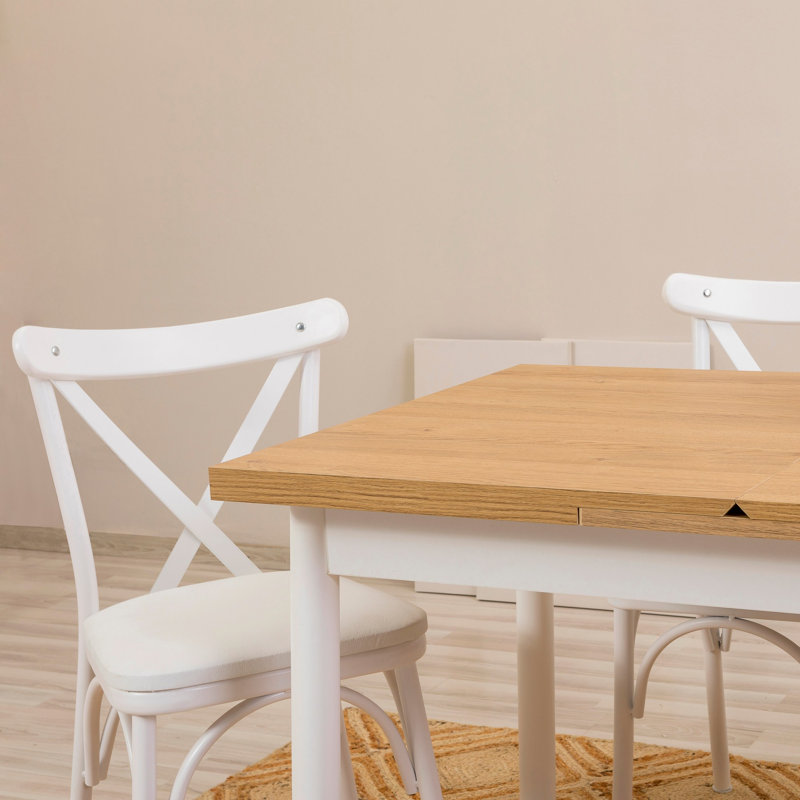 Sheryl 4 - Person Dining Set, Natural, White, White