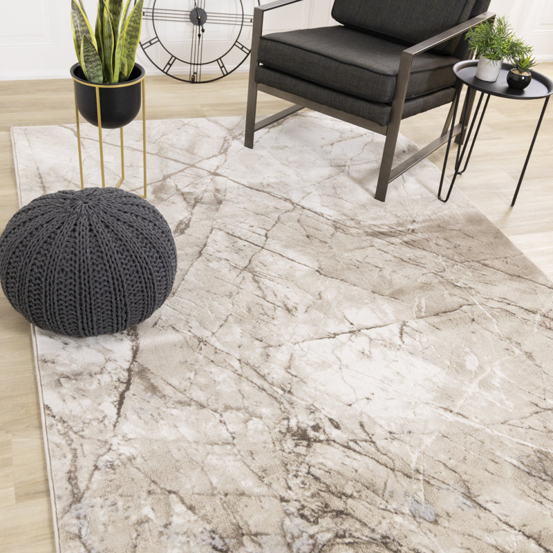 Tapis taupe blanc Alteburg, Rectangle 5 pi 3 po x 7 pi 7 po