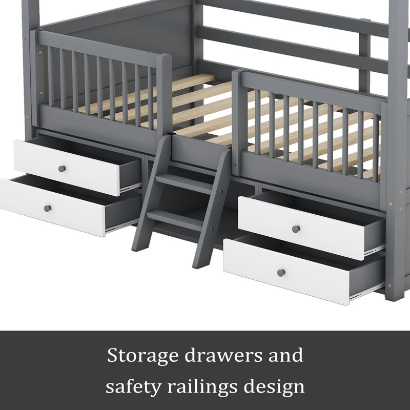Structure de lit en bois, Gris, Simple