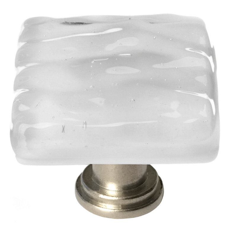 Glacier Square Knob, Satin Nickel, Bluish Gray
