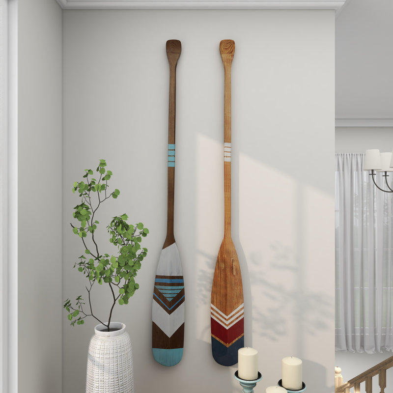 Wood Novelty Canoe Oar Paddle Home Wall Decor with Arrow and Stripe Patterns