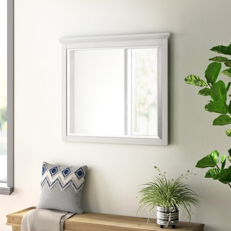 Mowgli Solid Wood Rectangle Wall Mirror, White