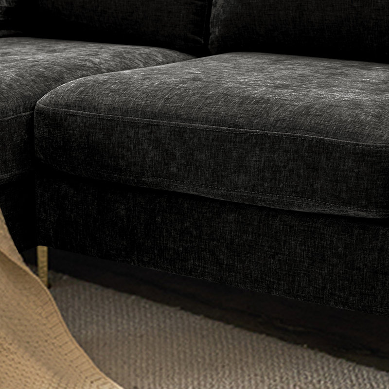Canapé modulaire 3 pièces Donnica, 100 % polyester noir