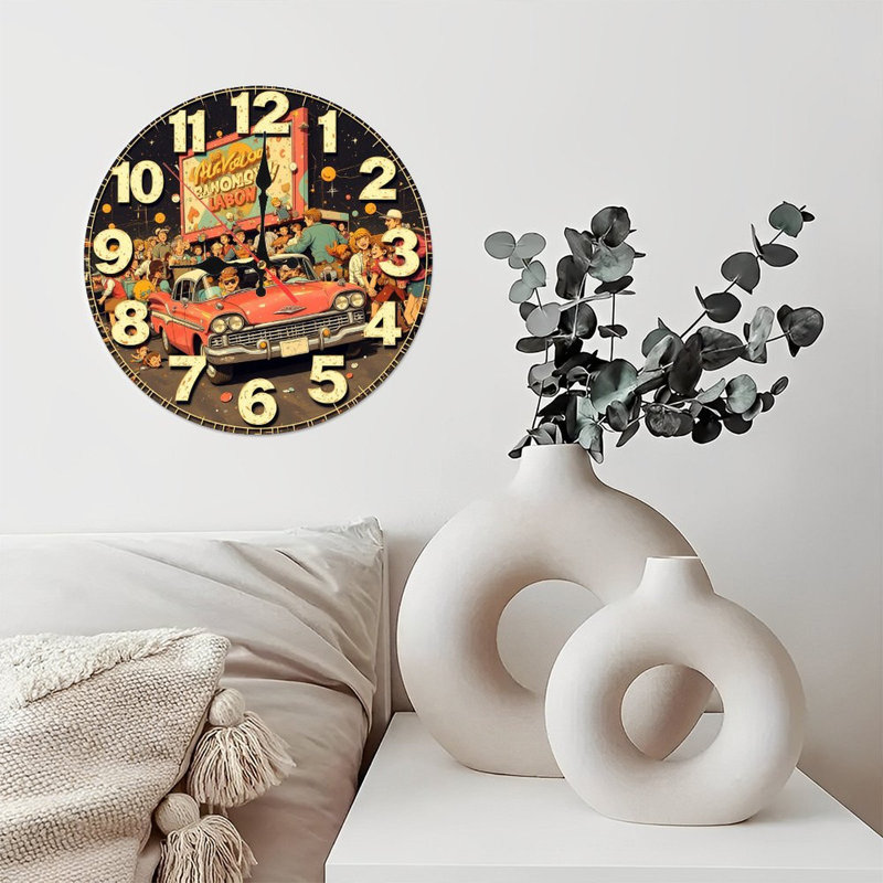 Horloge de voiture rétro, décoration murale rétro classique