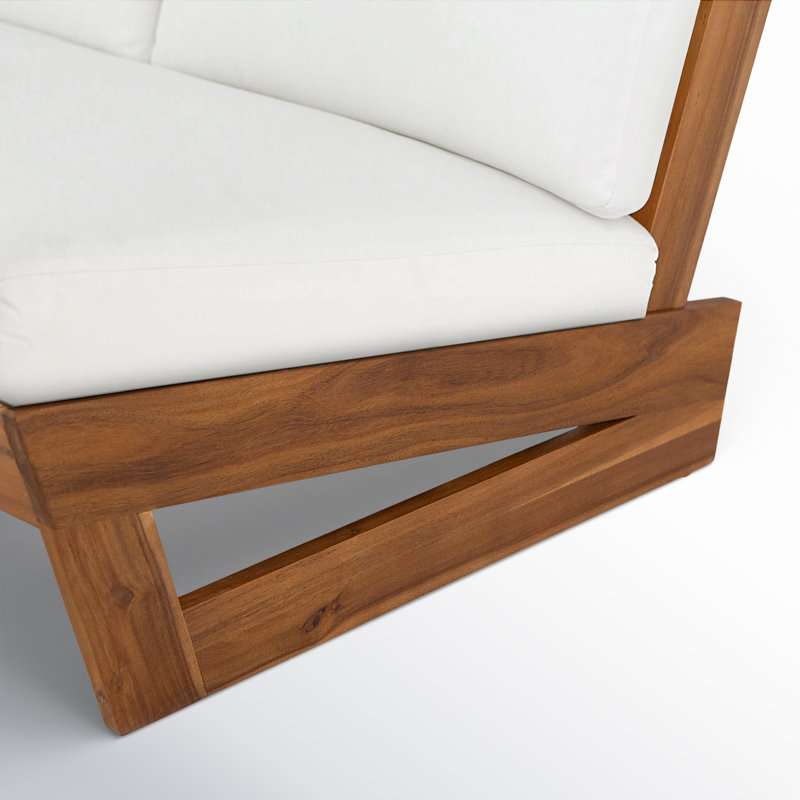 Causeuse large avec coussins 43 "Louise, Cadre en teck / coussin blanc