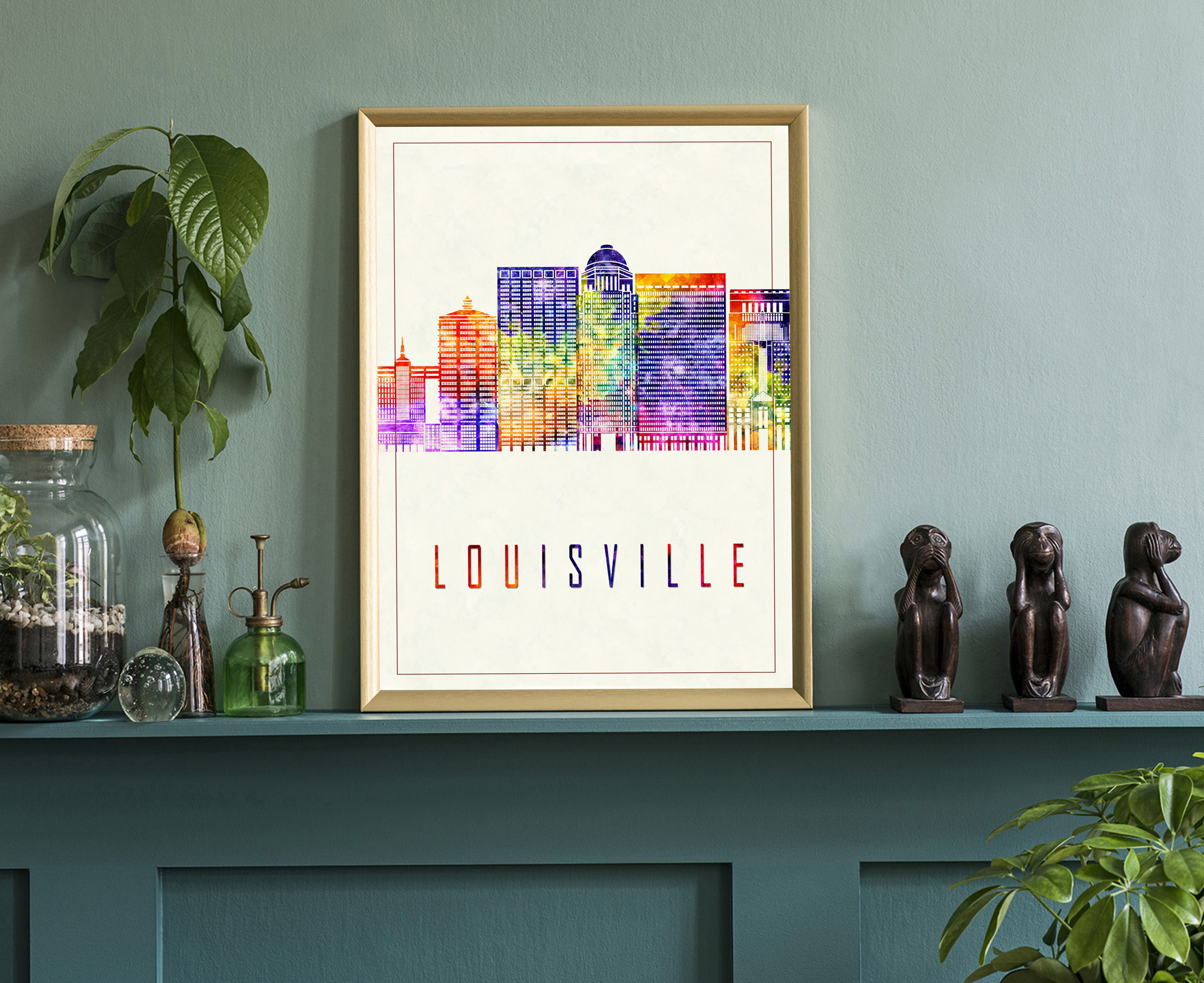 Louisville Modern Illustration US Cities Poster On Canvas Painting