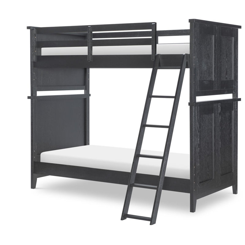 Today's Traditions Twin Over Twin Bunk Bed | Converts To Two Twin Beds | Shaker & Farmhouse Style | Hickory & Blacksmith Finish | Oiled Bronze Hardware