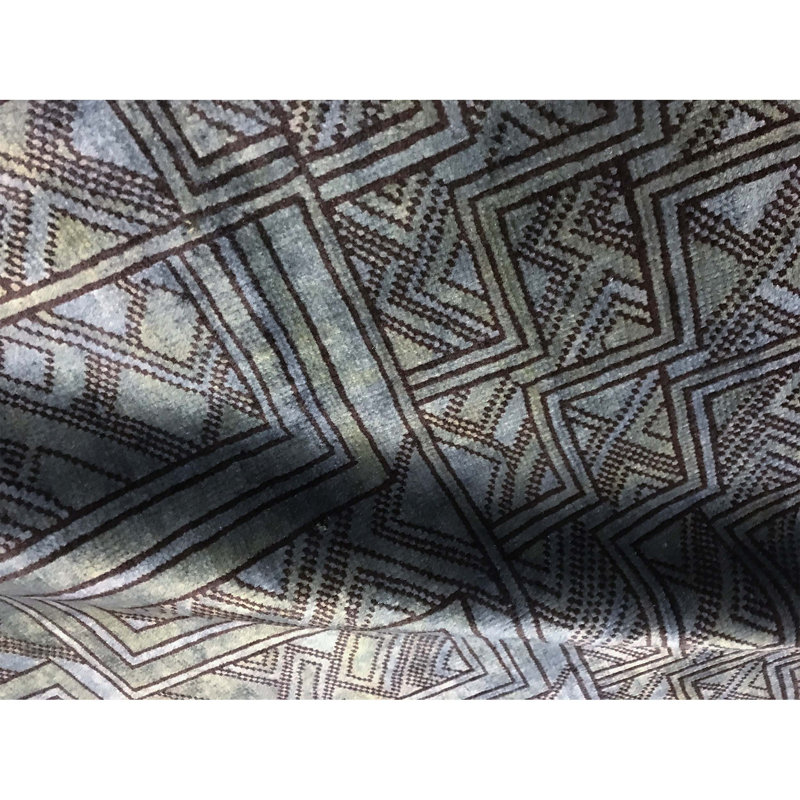 Wool Geometric Area Rug in Gray