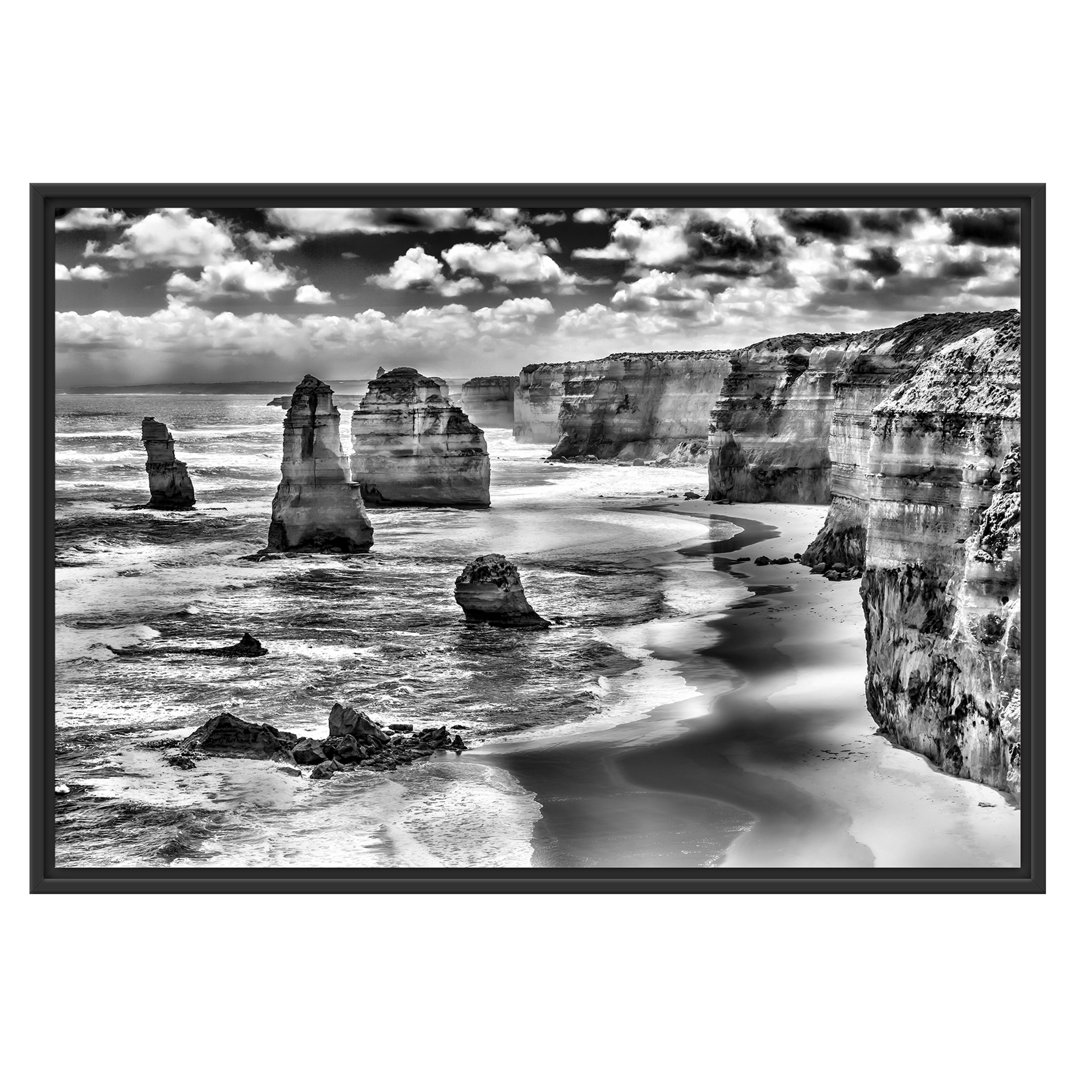 Gerahmtes Wandbild Meer klippe küste Steine Strand