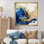 «Dark Blue And Gold Strokes III», reproduction d'art sur toile