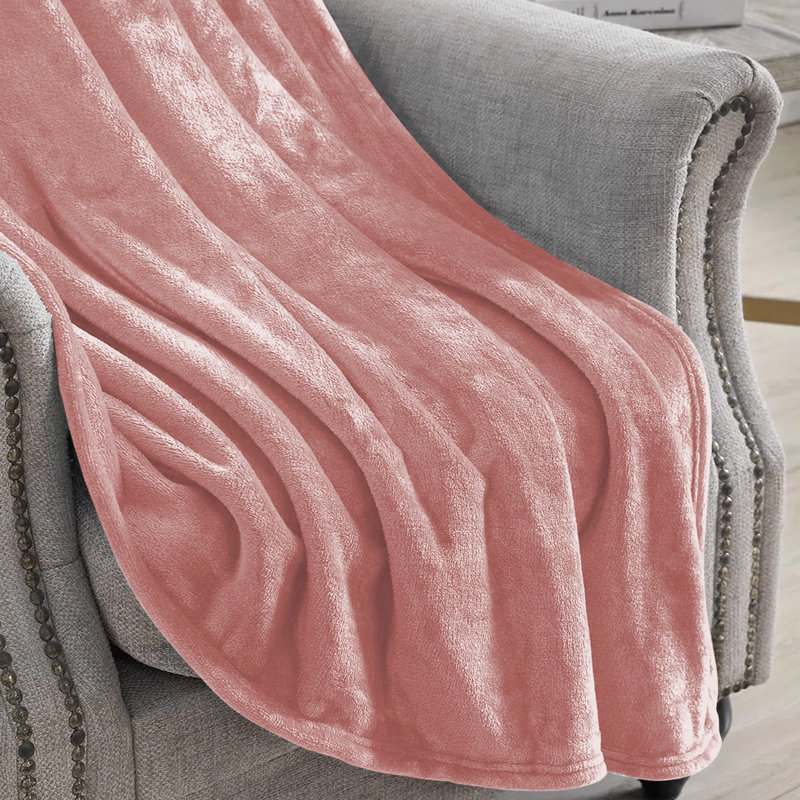 Climax Super Soft Reversible Mink Faux Plush Fur Fleece Blanket Throw, Double (4'6), Pink