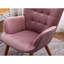 Fauteuil d'appoint en velours soyeux et assise mauve, structure en bois d'hévéa massif, capitonnage à boutons en losange, garniture de passepoil, fauteuil de l 29,16 po x P 33 po x H 25,6 po x P 17,5 po avec revêtement contemporain élégant.-1409613268