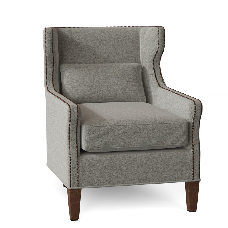 Fauteuil à oreilles l 28 po Percy, Tabac, 3160 polyester platine