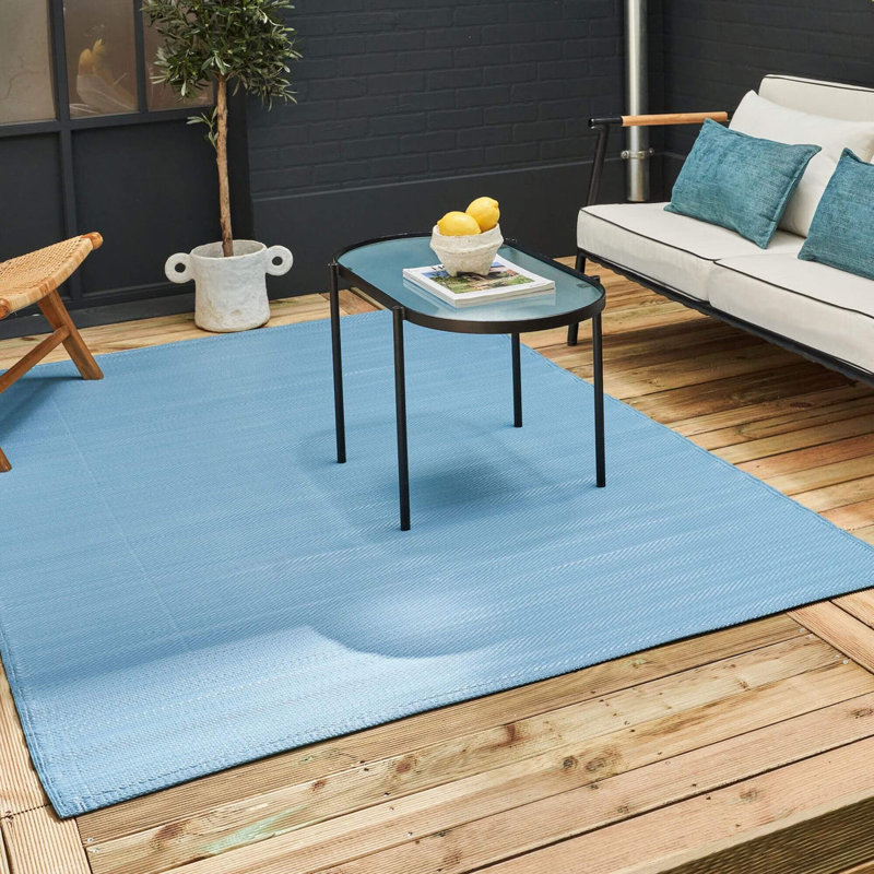 Urban Collection Outdoor Rug Plain Design in Blue, Rectangle 150 x 220cm