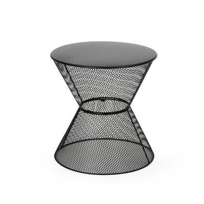 Side Table - Enhance Your Patio Ambiance, Iron, Matte Black, Breezy Mesh, 17.88 In. X 17.79 In Timeless Style For Home, Iron With Mesh Look, Height, Width And Depth, Black Finish