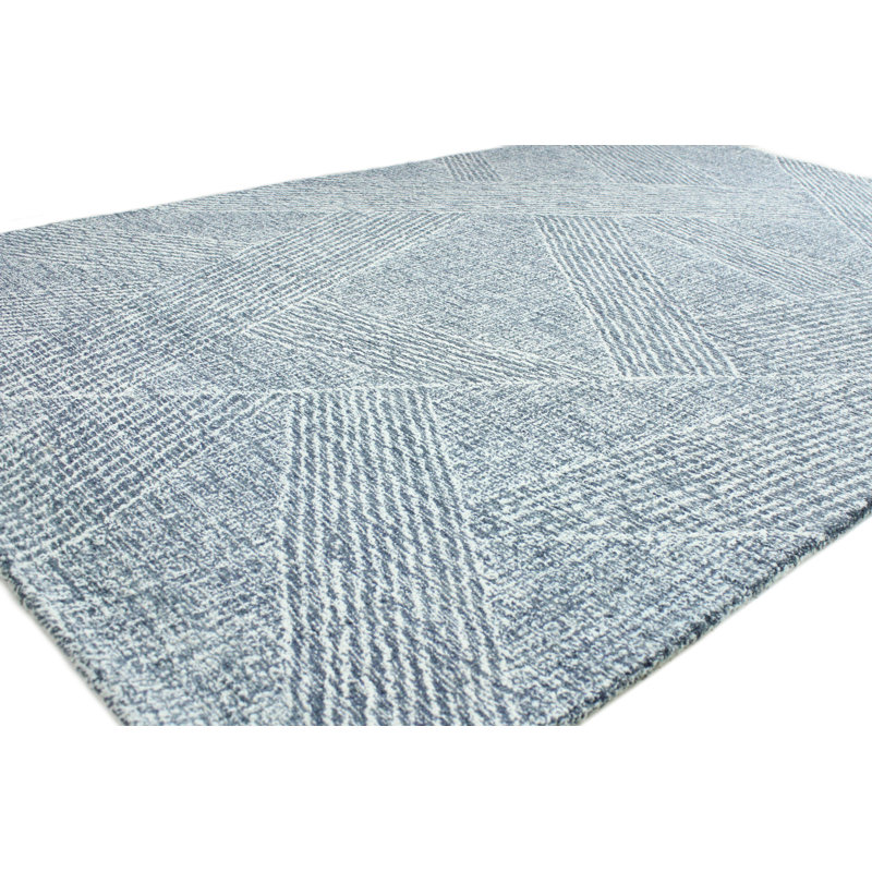 Handmade Teal Wool Tufted Runner Rug 2'6" x 8'