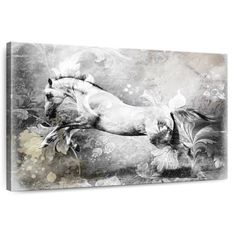 Brampt White Horse, 26" H x 39" W