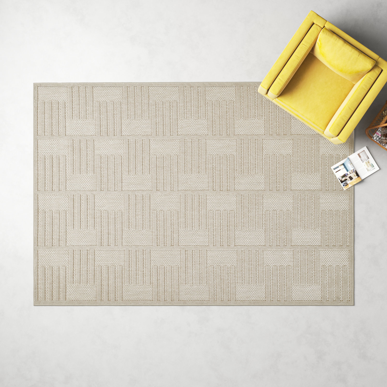 Trilby Beige Geometric Outdoor Rug, Rectangle 7'10" x 10'10"