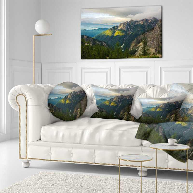 Coussin décoratif photo de soleil avec réflexion paysager