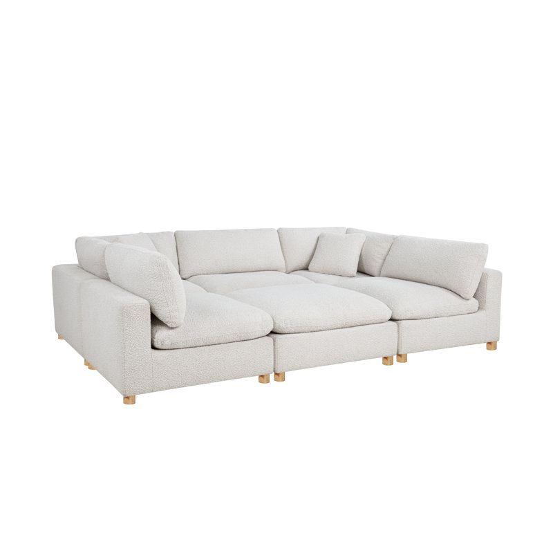 Ensemble modulaire 6 pièces en tissu Teddy Boucle, Nounours crème