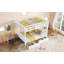 Lit superposé double en bois d'hévéa double avec 2 tiroirs, convertible en 2 lits doubles, lit superposé double avec échelle et garde-corps de sécurité-624685671