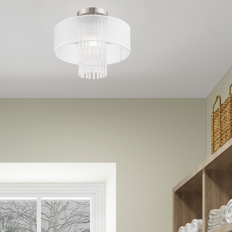 Plafonnier semi-encastré 1 lumière Hanson, H 13,5 po x l 15 po x p 15 po, Translucide