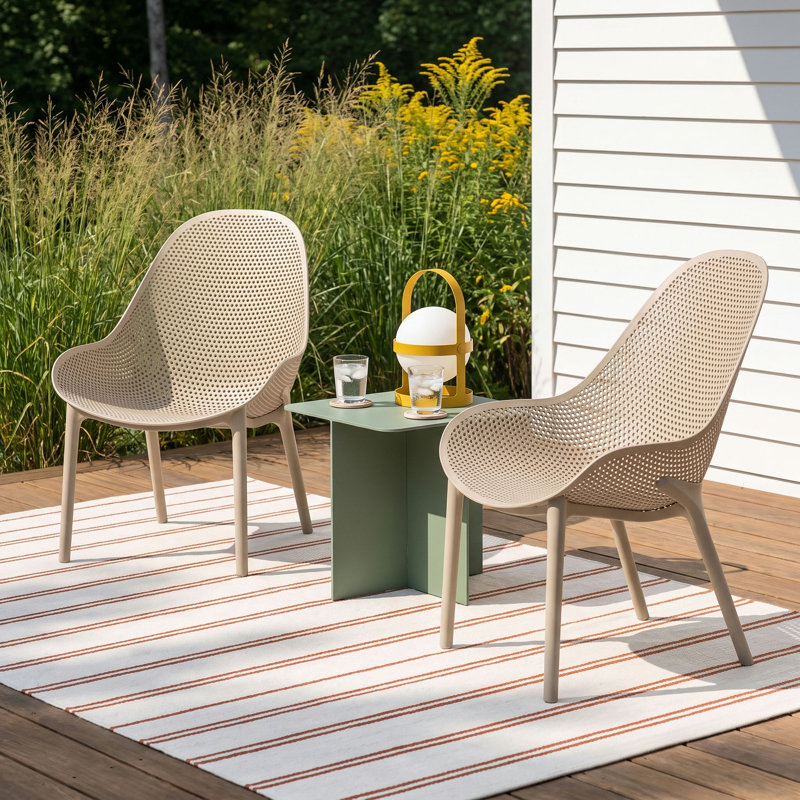 Farrah Outdoor Armless Lounge Chair, Taupe