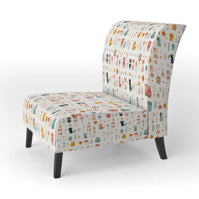 Minimalist Cute Childrens Animals - Upholstered Glam Slipper Chair, Beige Accent Chair