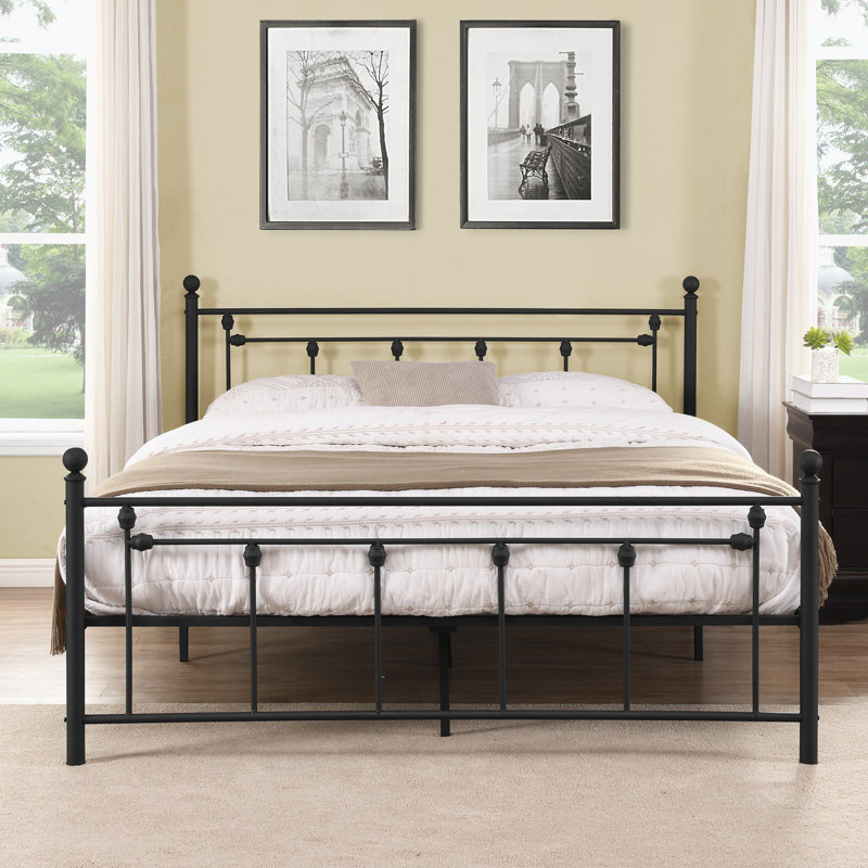 Structure de lit en acier pour grand lit 38,39 po, Noir