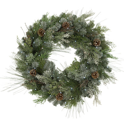 24" Frosted Pre-Lit Wreath