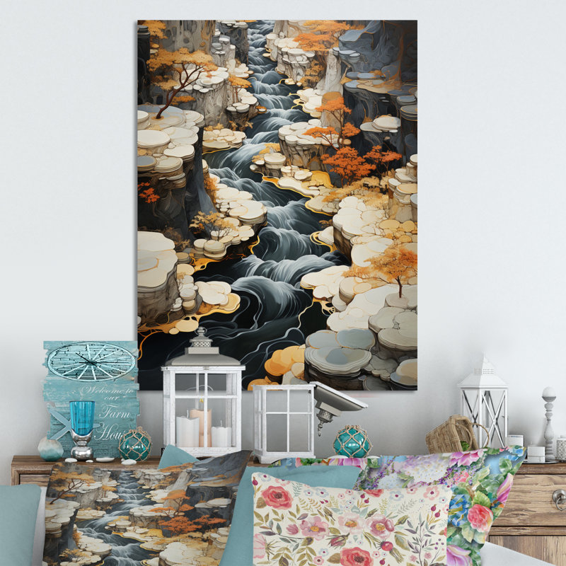 «Abstract Waterfall Endless Journey», impression d'art mural en métal, H 20 po x l 12 po x P 1 po